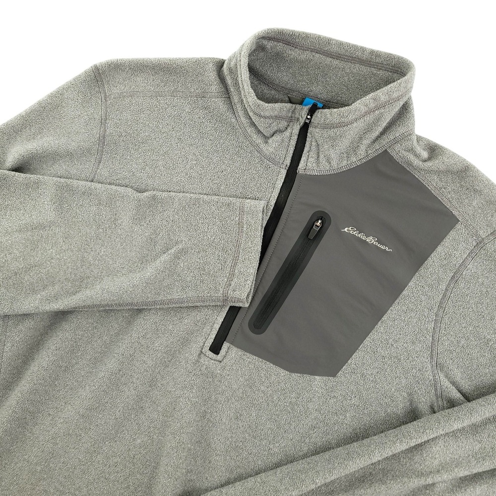 Eddie Bauer First Ascent Pullover Mens M Gray 1/4 Zip Long Sleeve Fleece Top